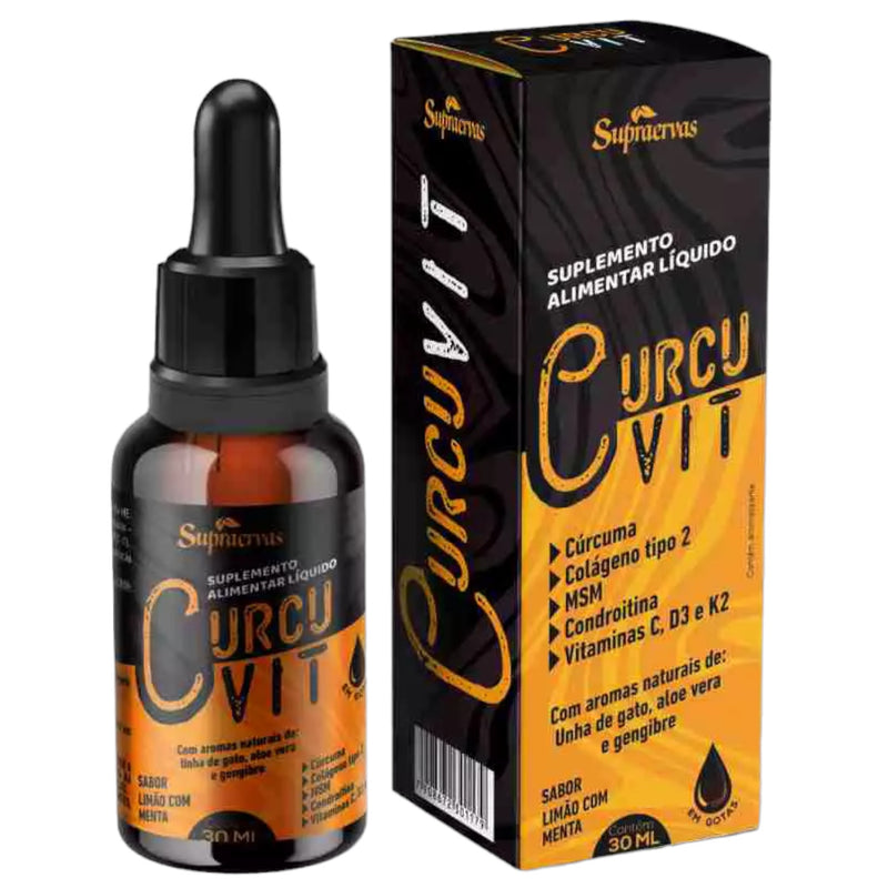 Curcuvit 30 ML Curcuma, Colágeno tipo 2, MSM, Condroitina e Vitaminas | Supraervas