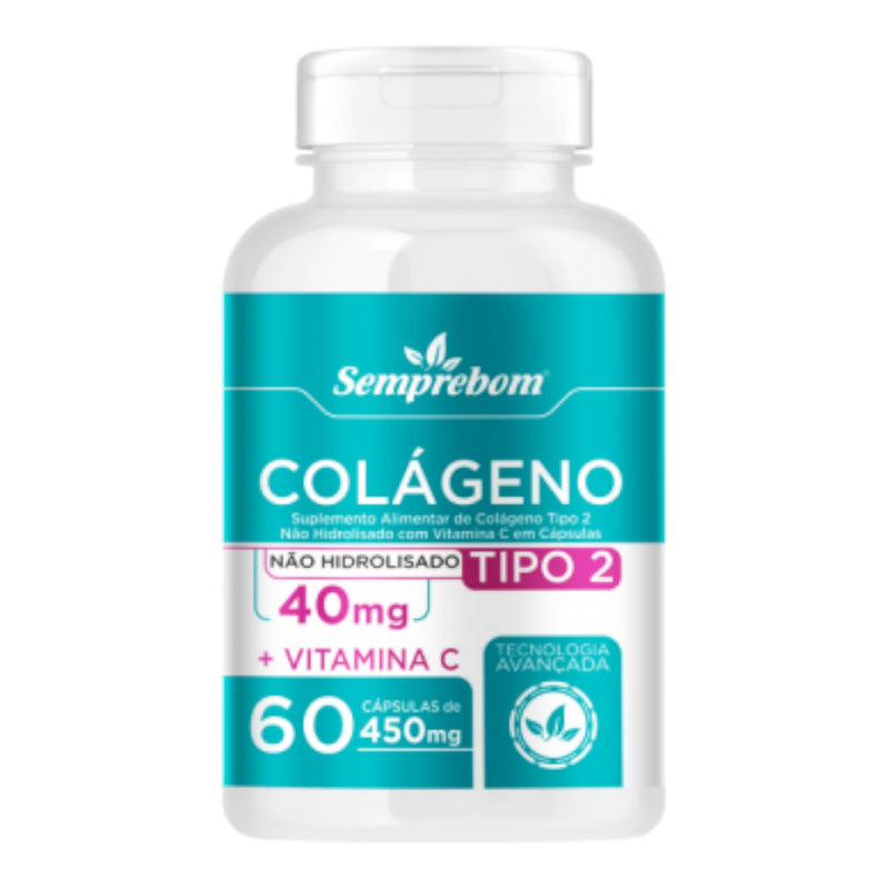 Colágeno Tipo 2 + Vitamina C 60 cápsulas 450 mg | Semprebom