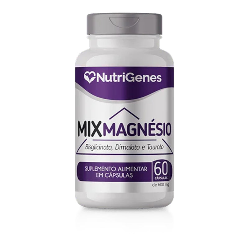 Mix magnésio original 60 cápsulas 600 mg | Nutrigenes