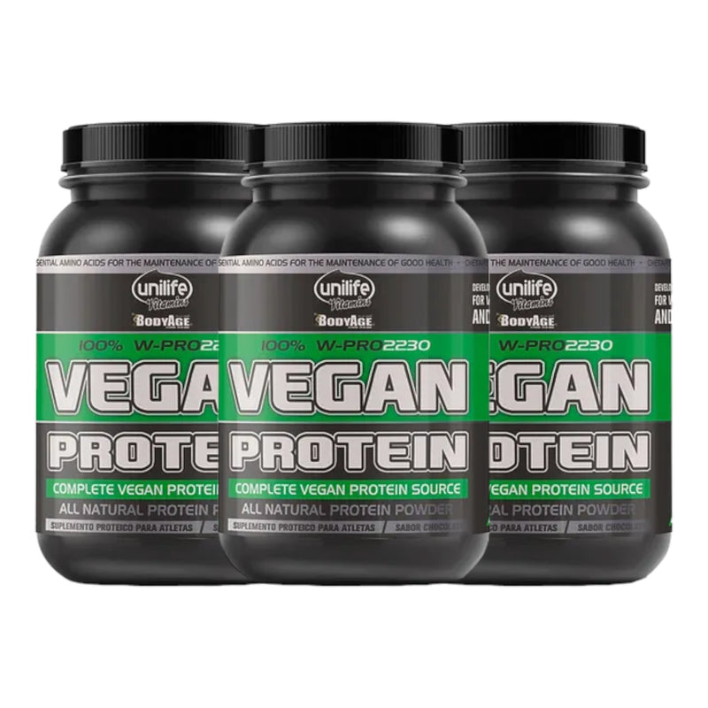 3 Potes Whey Vegano Protein 900 g - Soja, Ervilha e Arroz | Unilife