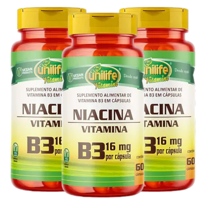 Vitamina B3 - Niacina 180 cápsulas 500 mg | Unilife