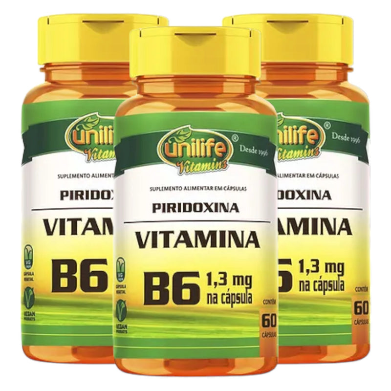 Vitamina B6 - Piridoxina 180 cápsulas 500 mg | Unilife