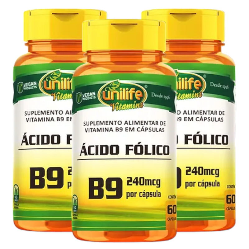 Vitamina B9 - Ácido Fólico 180 cápsulas 500 mg | Unilife