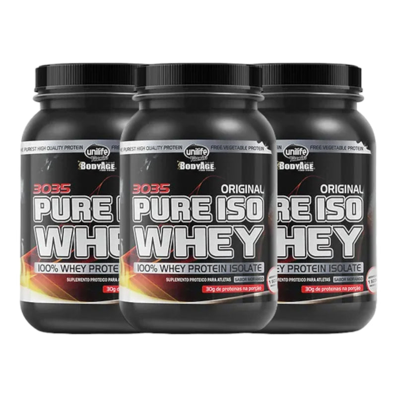 3 Potes Whey Protein Isolada - Pure Iso Whey 900 g | Unilife